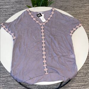 GAP Purple and Pink Trim Blouse